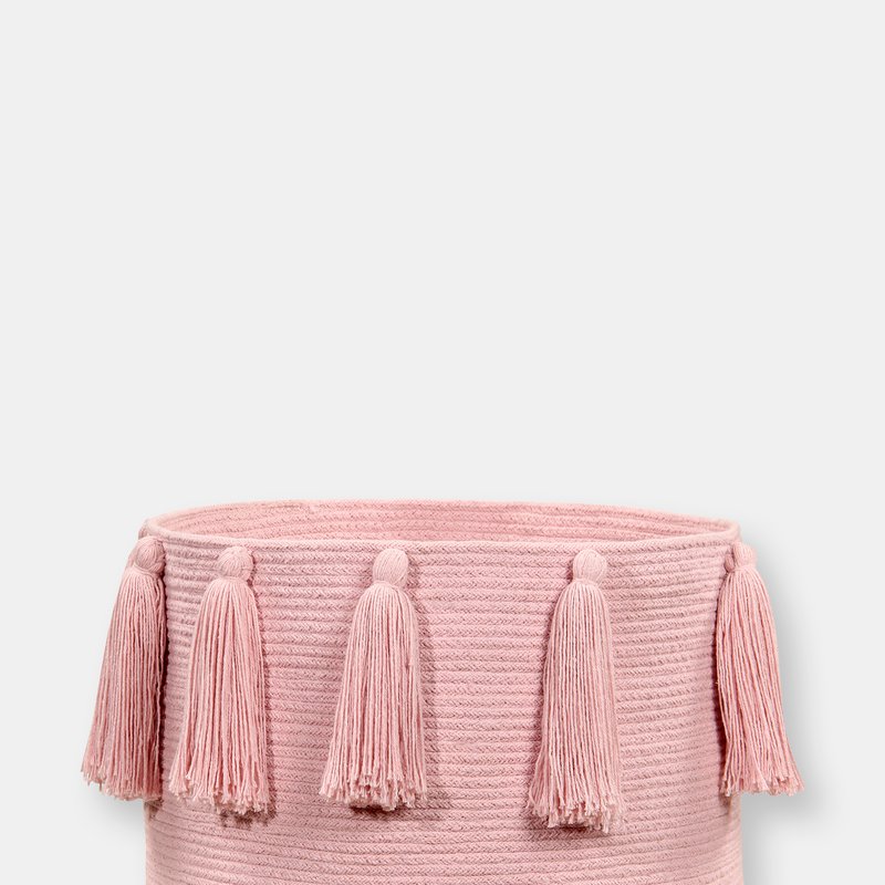 Lorena Canals Tassels Basket, Natural In Pink