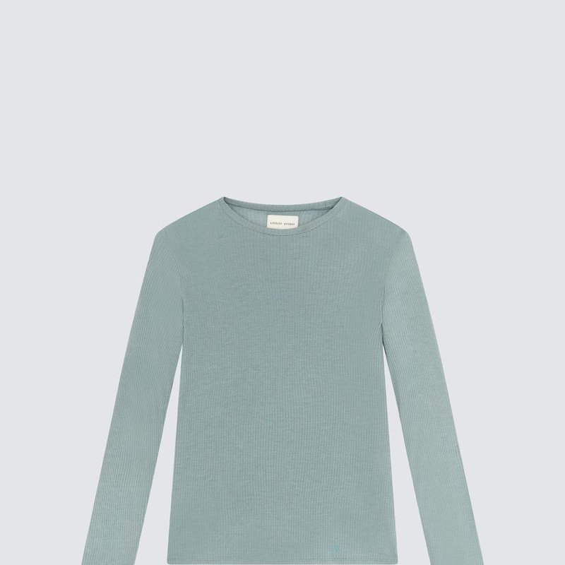 Loulou Studio Ortigia Long Sleeve Knitted Top In Blue