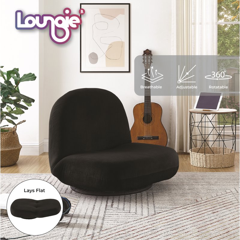 Loungie Mckenzi Adjustable Recliner/floor Chair In Black