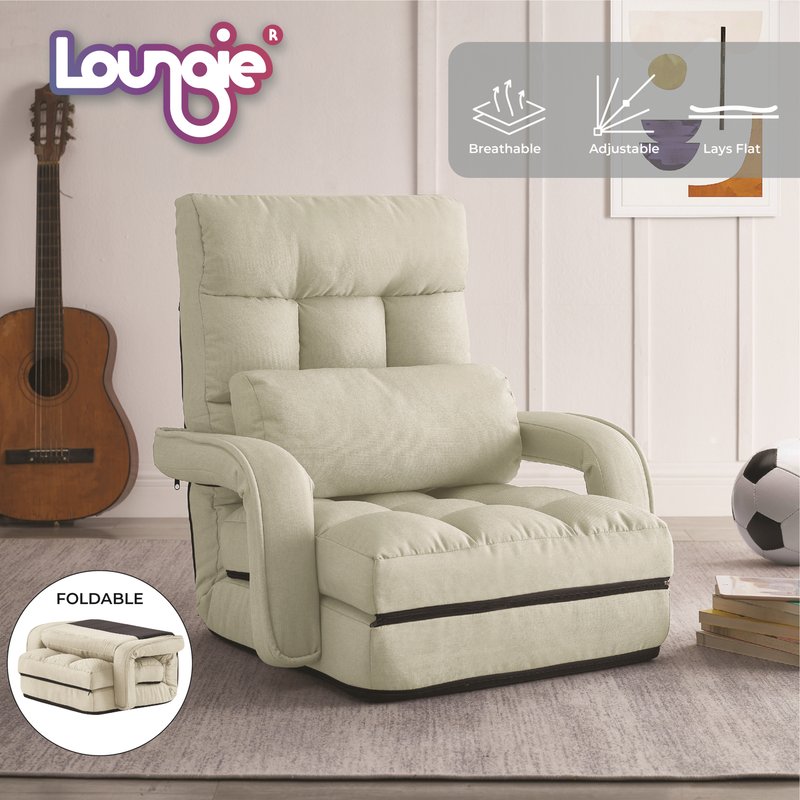 Loungie Nella Recliner/floor Chair, Linen In White