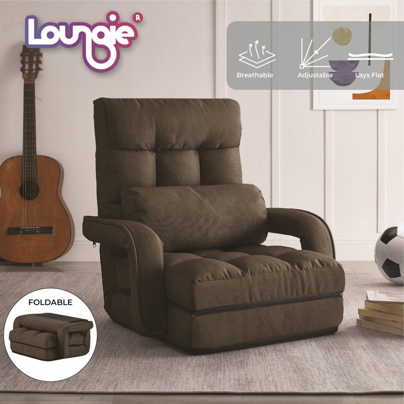 Loungie Nella Recliner/floor Chair, Linen In Brown