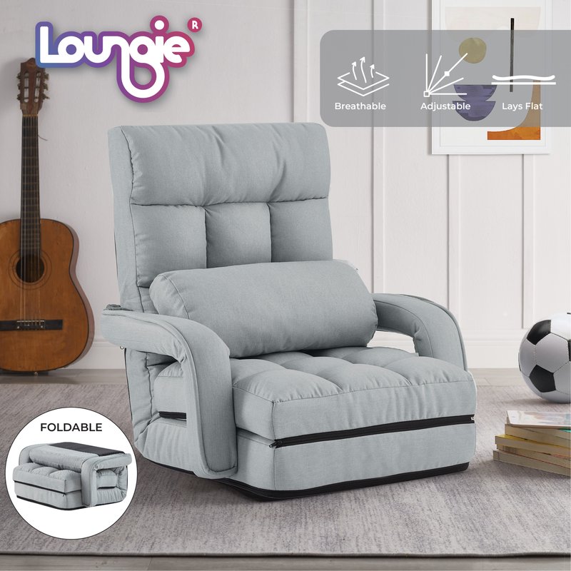 Loungie Nella Recliner/floor Chair, Linen In Grey