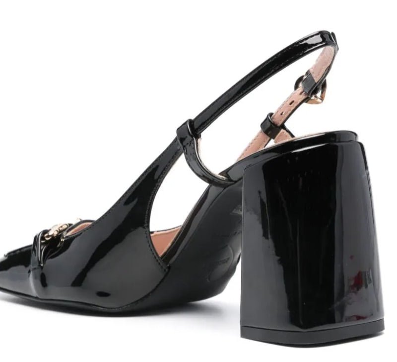 Love Moschino 75mm Leather Slingback Shoes In Black