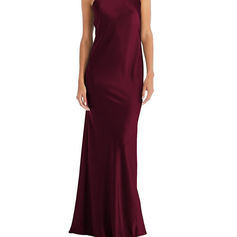 Shop Lovely Draped Twist Halter Tie-back Trumpet Gown In Red