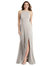 High Neck Chiffon Maxi Dress with Front Slit - Lela - LB010 - Oyster