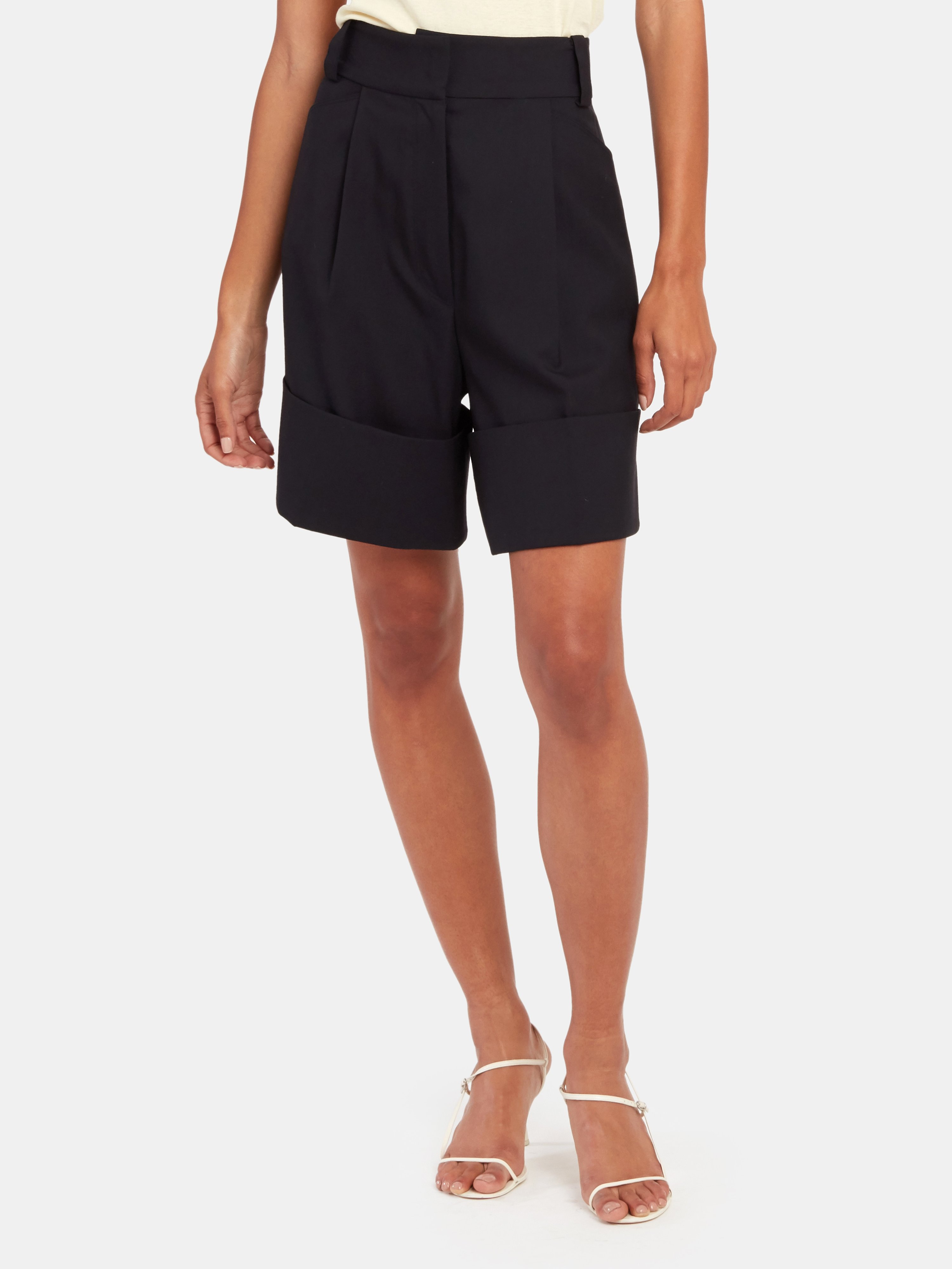 Low Classic Half Turn Up Wool Shorts In Navy
