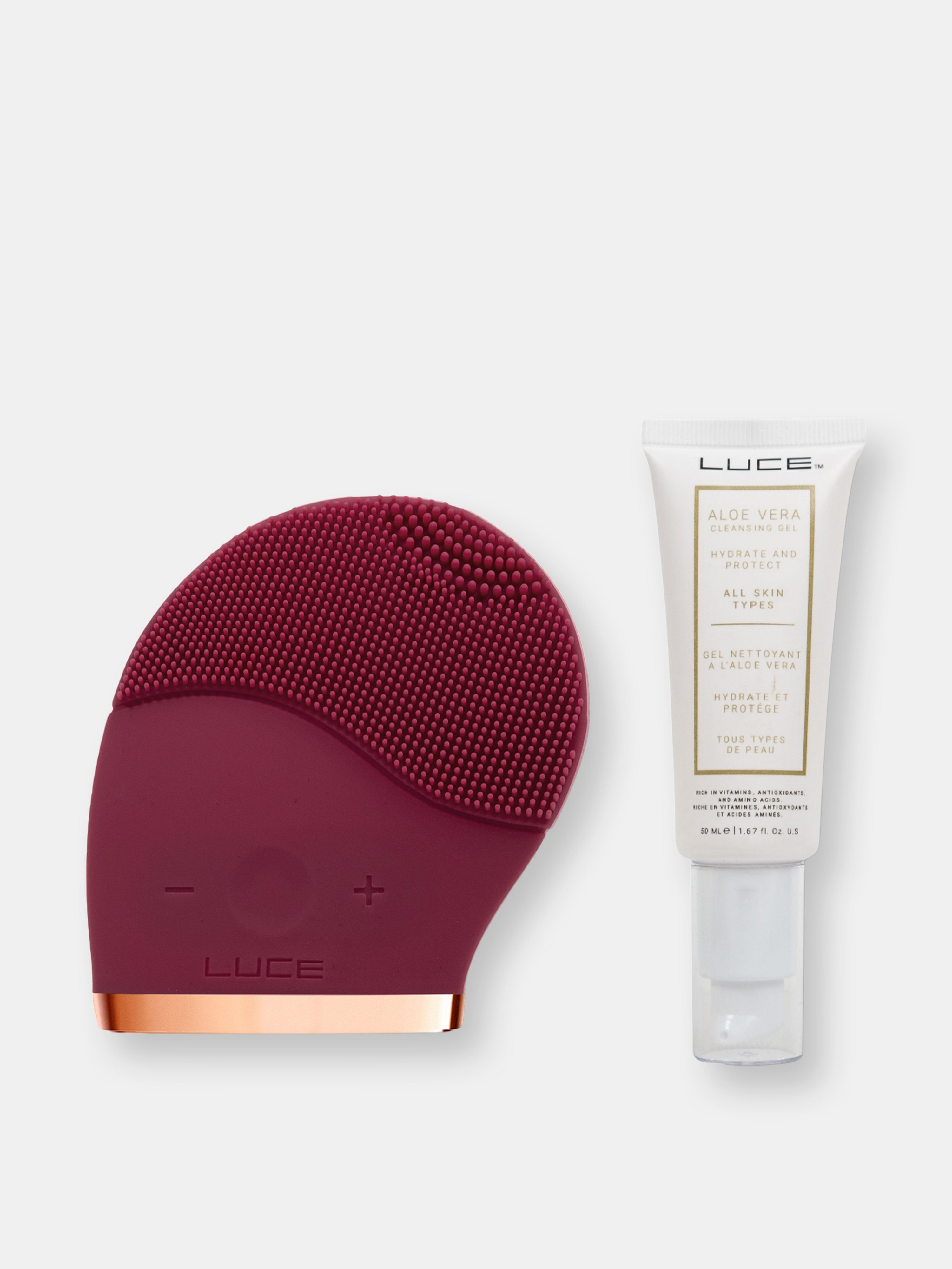 Luce Beauty Luce Facial Cleansing Brush & Aloe Vera Gel Face Wash In Brown