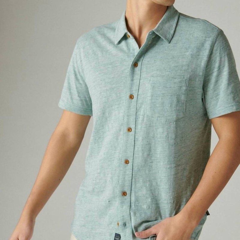Shop Lucky Brand Linen Short Sleeve Button Up Shirt In Blue
