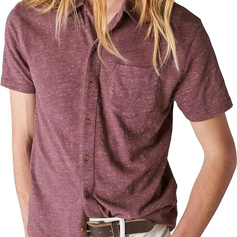 Shop Lucky Brand Linen Short Sleeve Button Up Shirt In Huckleberry In Red