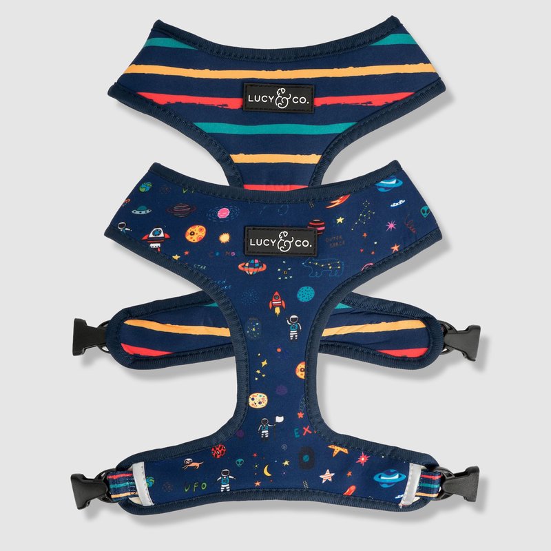 Lucy And Co Lucy & Co. The Space Doodle Pet Reversible Harness In Blue