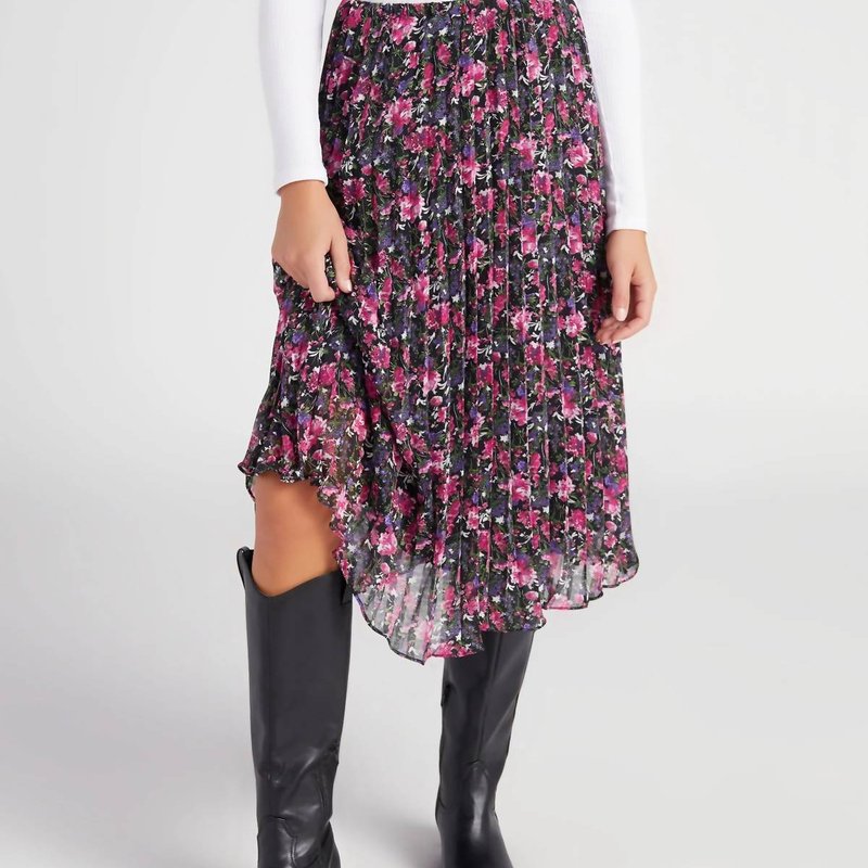 Lucy Paris Rose Pleated Skirt In Pink In Multi