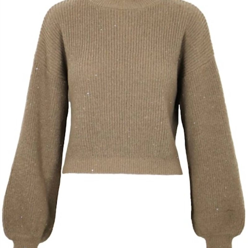 Shop Lucy Paris Sam Puffed Sleeve Sweater In Brown