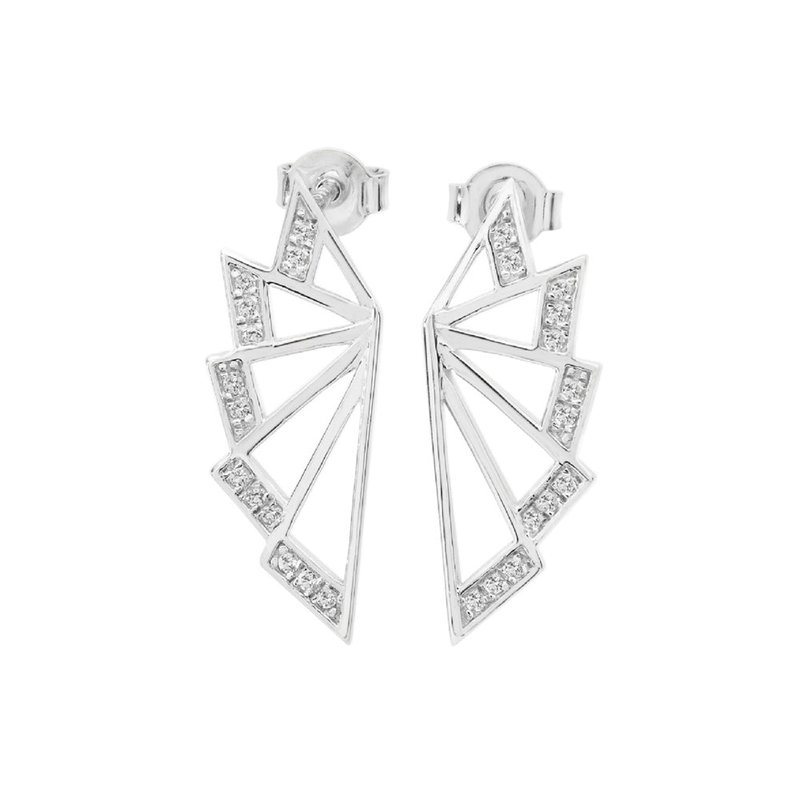 Shop Lucy Quartermaine Angel Wing Studs In Grey