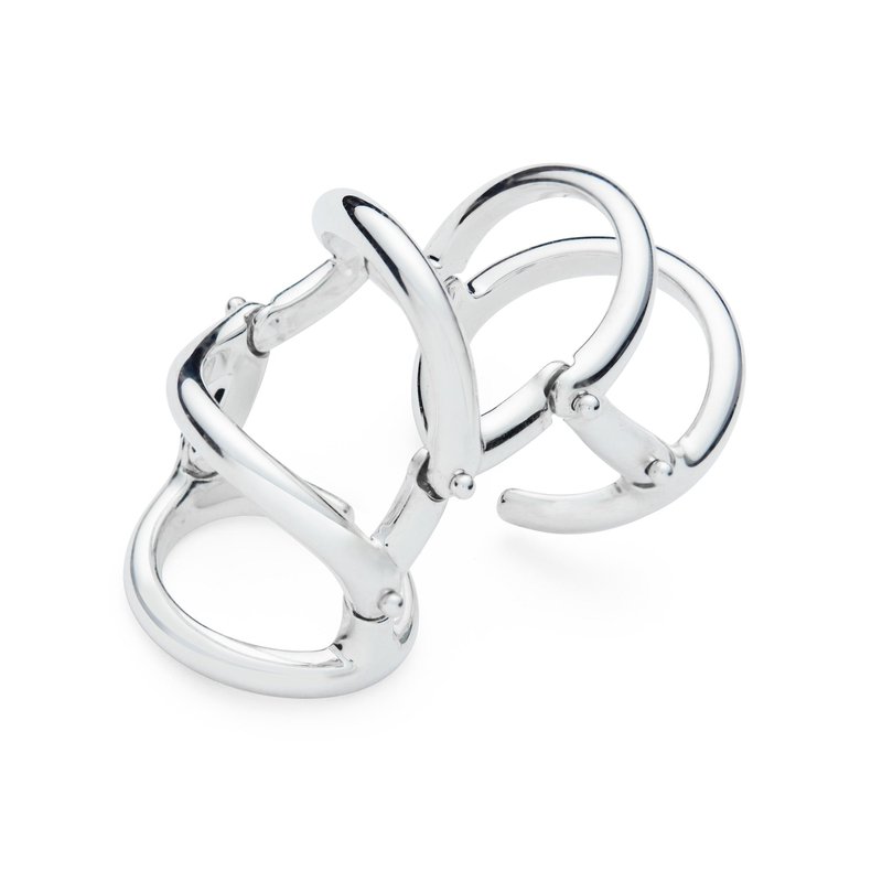 Lucy Quartermaine Drop Armour Ring With Double Hinge In Grey