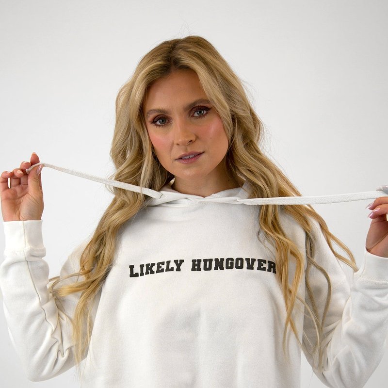 Lulusimonstudio Likely Hungover Crop Hoodie In White