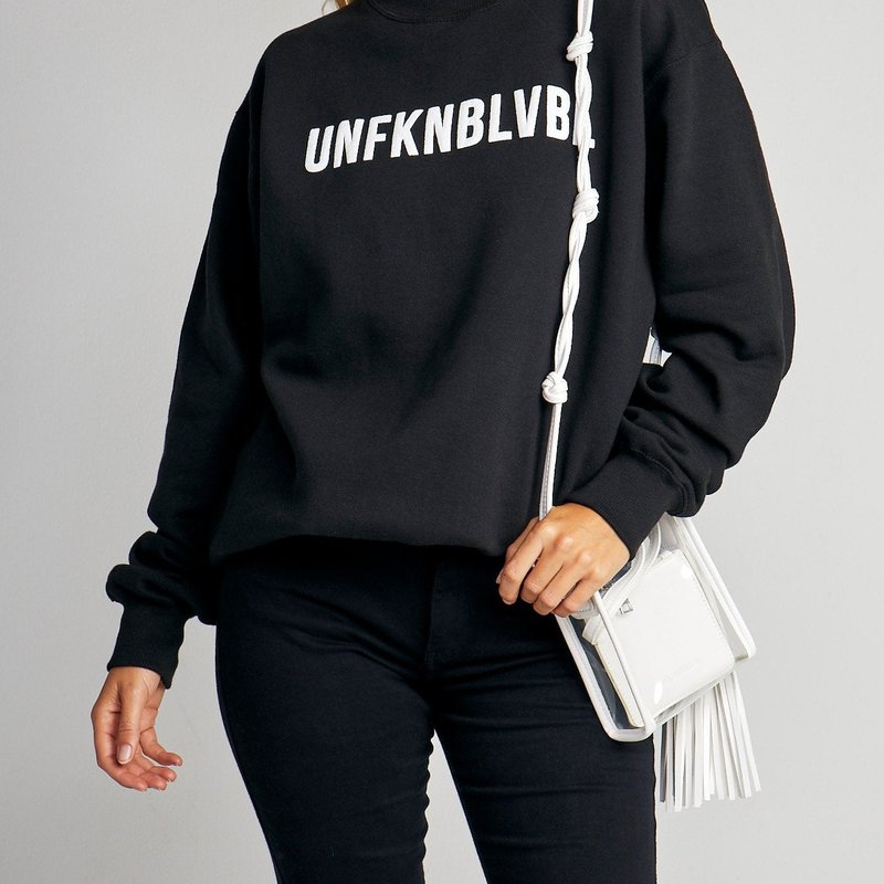 Shop Lulusimonstudio Unfknblvbl Oversized Crewneck Sweatshirt In Black