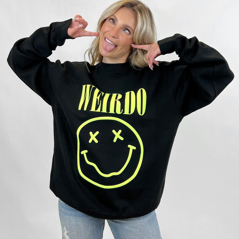 Lulusimonstudio Weirdo X-smiley Puff Print Sweatshirt In Black