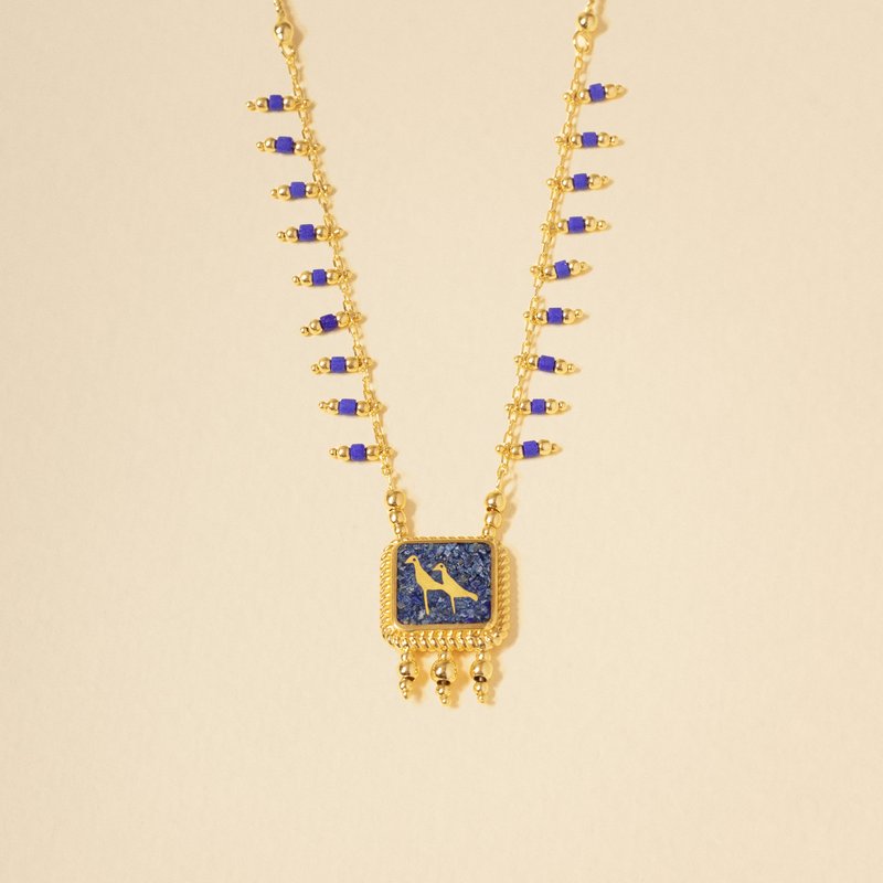 Luna Merdin Lapis Crane Necklace In Gold