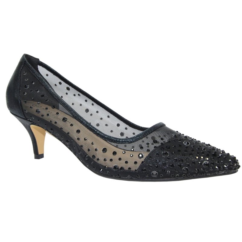 Lunar Womens/ladies Alisha Faux Gemstone Court Shoes In Black