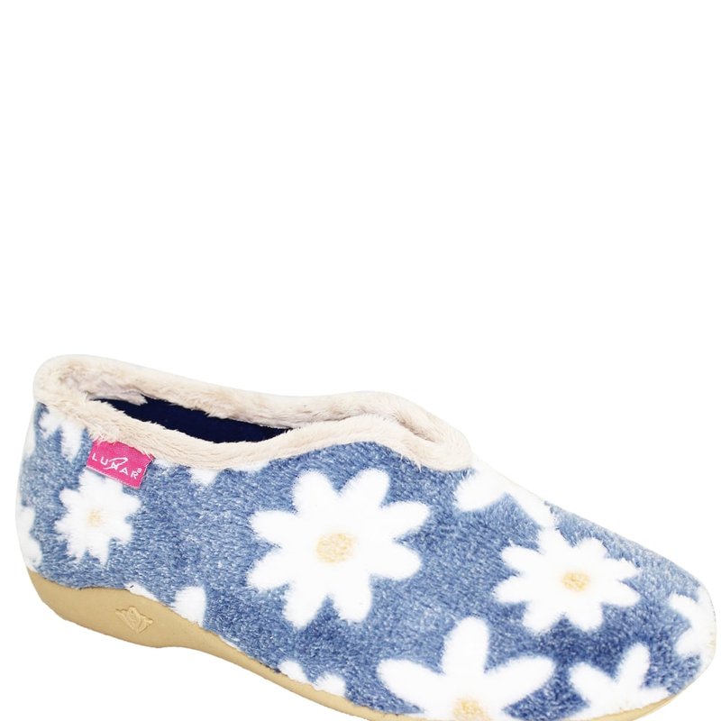 Lunar Womens/ladies Daisy Slippers In Blue