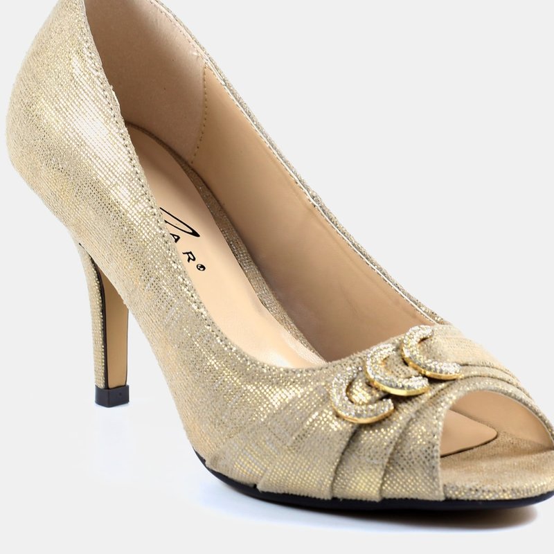 Lunar Womens/ladies Lyla Peep Toe Court Shoes In Gold