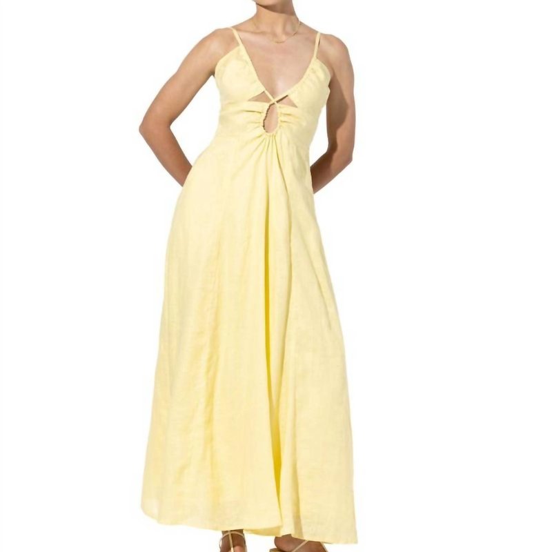 Shop Lusana Olivia Linen Maxi Dress In Yellow