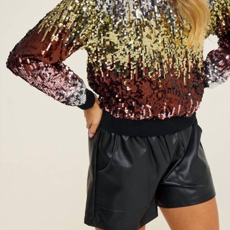 Shop Lush Sequin Ombre Sweater In Black