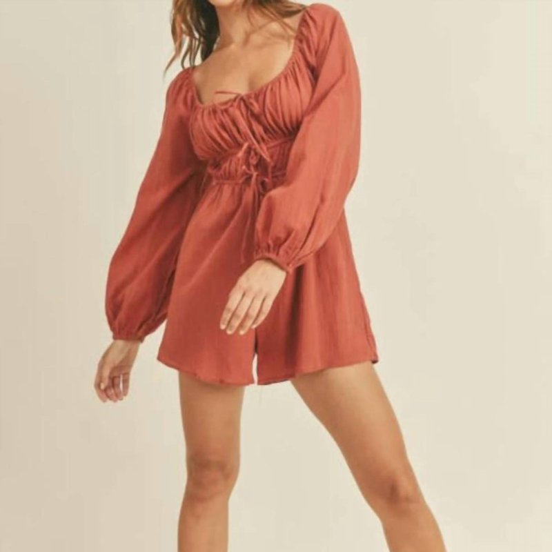 Shop Lush Triple Tie Front Romper In Red