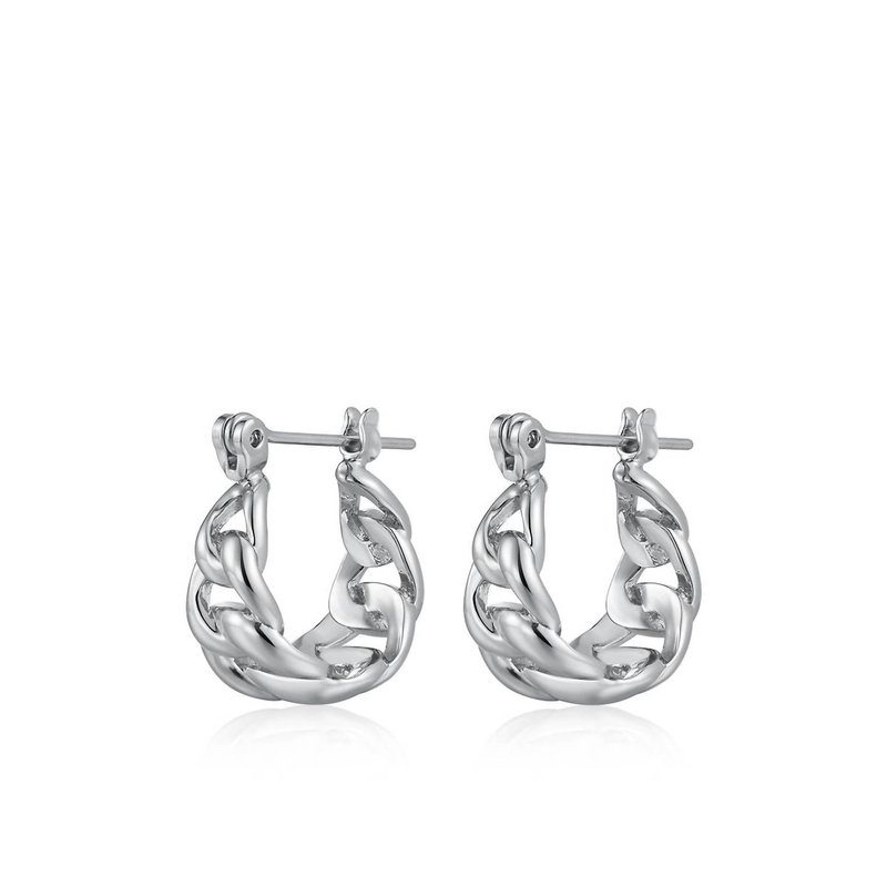 Shop Luv Aj The Mini Louis Chain Hoops Earrings In Grey