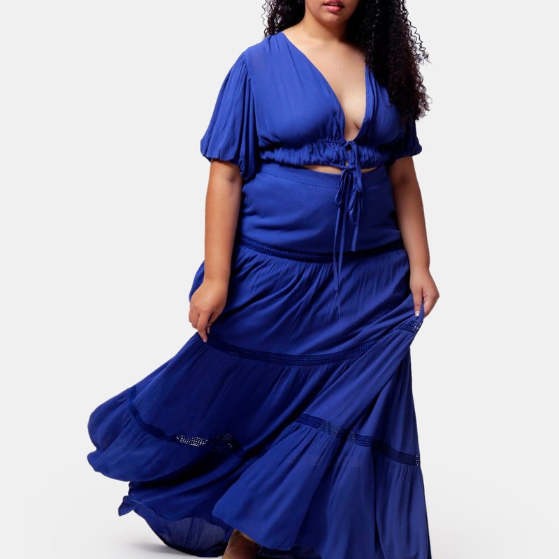 Luvmemore Mazarine Blue Aisha Crop Top And Maxi Skirt Two Piece Set