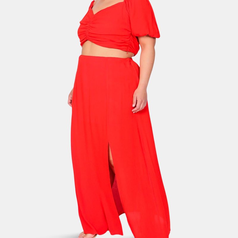 Luvmemore Rene Angela Crop Top And Skirt Two Piece Set In Red