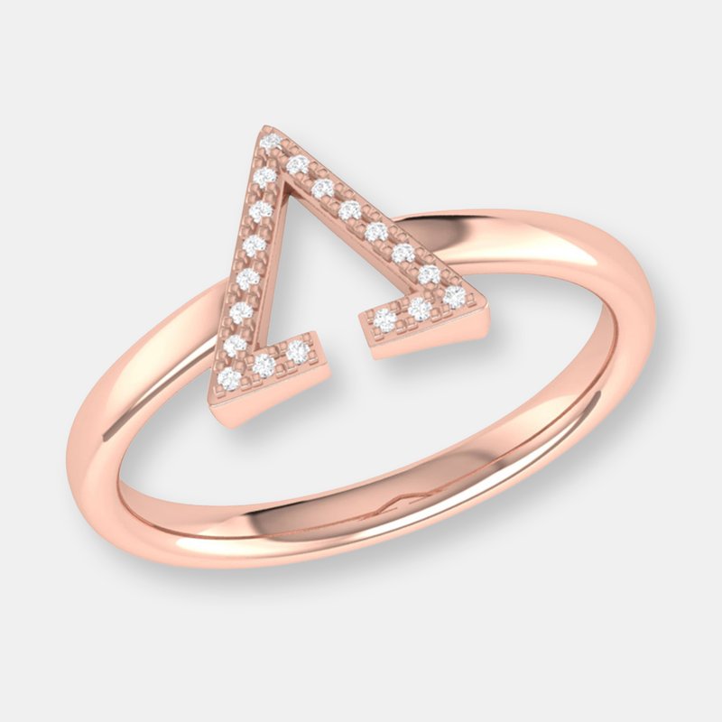 Luvmyjewelry Aim High Open Triangle Diamond Ring In 14k Rose Gold Vermeil On Sterling Silver