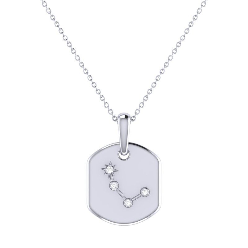 Shop Luvmyjewelry Aries Ram Diamond Constellation Tag Pendant Necklace In Sterling Silver In Grey