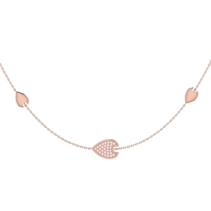 Luvmyjewelry Avani Raindrop Layered Diamond Necklace In 14k Rose Gold Vermeil On Sterling Silver