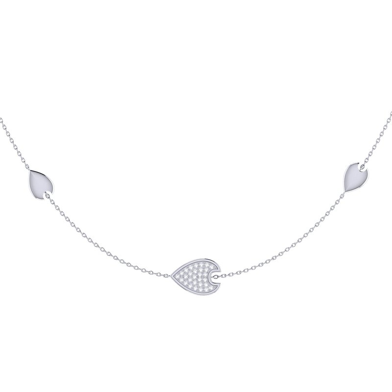 Luvmyjewelry Avani Raindrop Layered Diamond Necklace In Sterling Silver In Grey