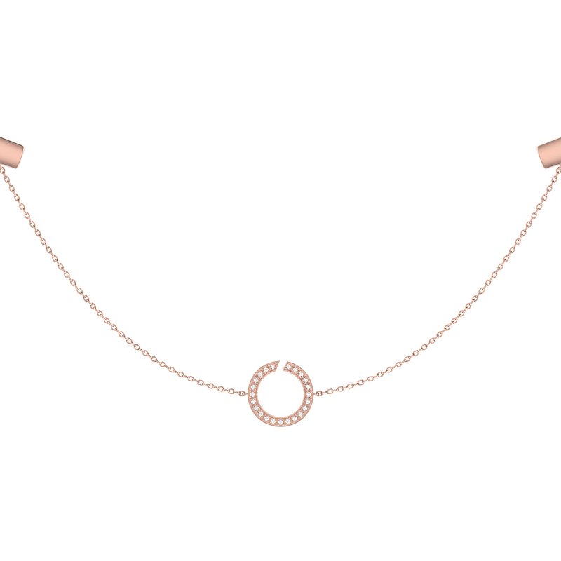 Luvmyjewelry Avani Skyline Geometric Layered Diamond Necklace In 14k Rose Gold Vermeil On Sterling S