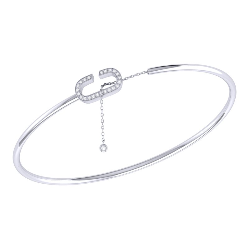 Luvmyjewelry Celia C Adjustable Diamond Cuff In Sterling Silver In Grey