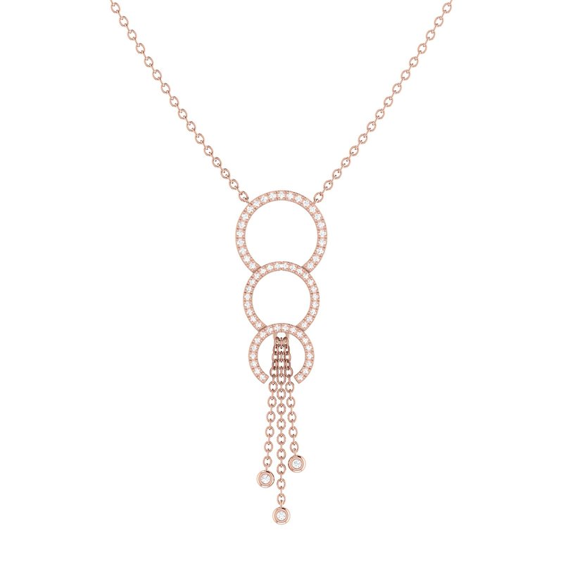 Luvmyjewelry Chandelier Circle Trio Bolo Adjustable Diamond Lariat Necklace In 14k Rose Gold Vermeil