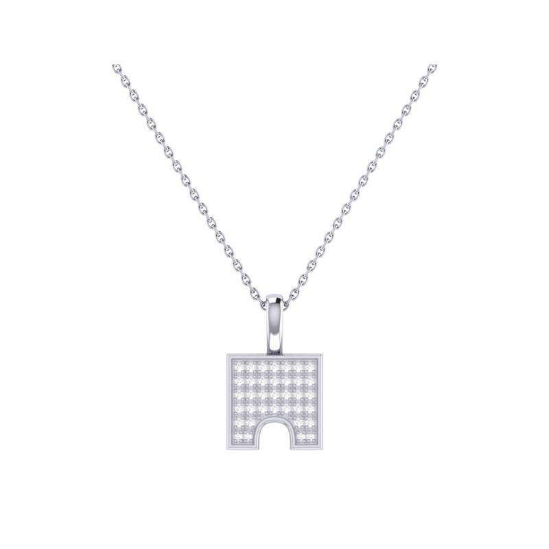 Luvmyjewelry City Arches Square Diamond Pendant In Sterling Silver In Grey