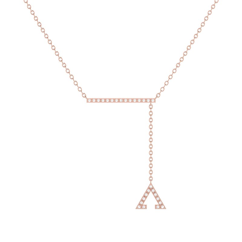 Luvmyjewelry Crane Lariat Bolo Adjustable Triangle Diamond Necklace In 14k Rose Gold Vermeil On Ster