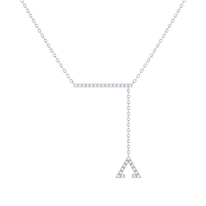 Luvmyjewelry Crane Lariat Bolo Adjustable Triangle Diamond Necklace In Sterling Silver In Grey
