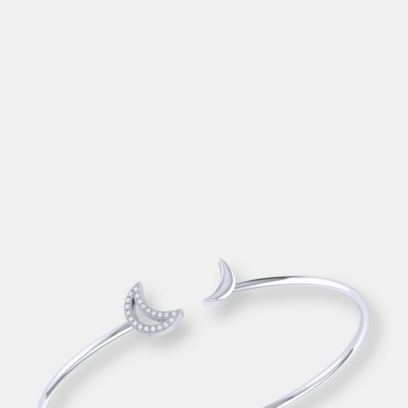 Luvmyjewelry Date Night Double Crescent Adjustable Diamond Cuff In Sterling Silver