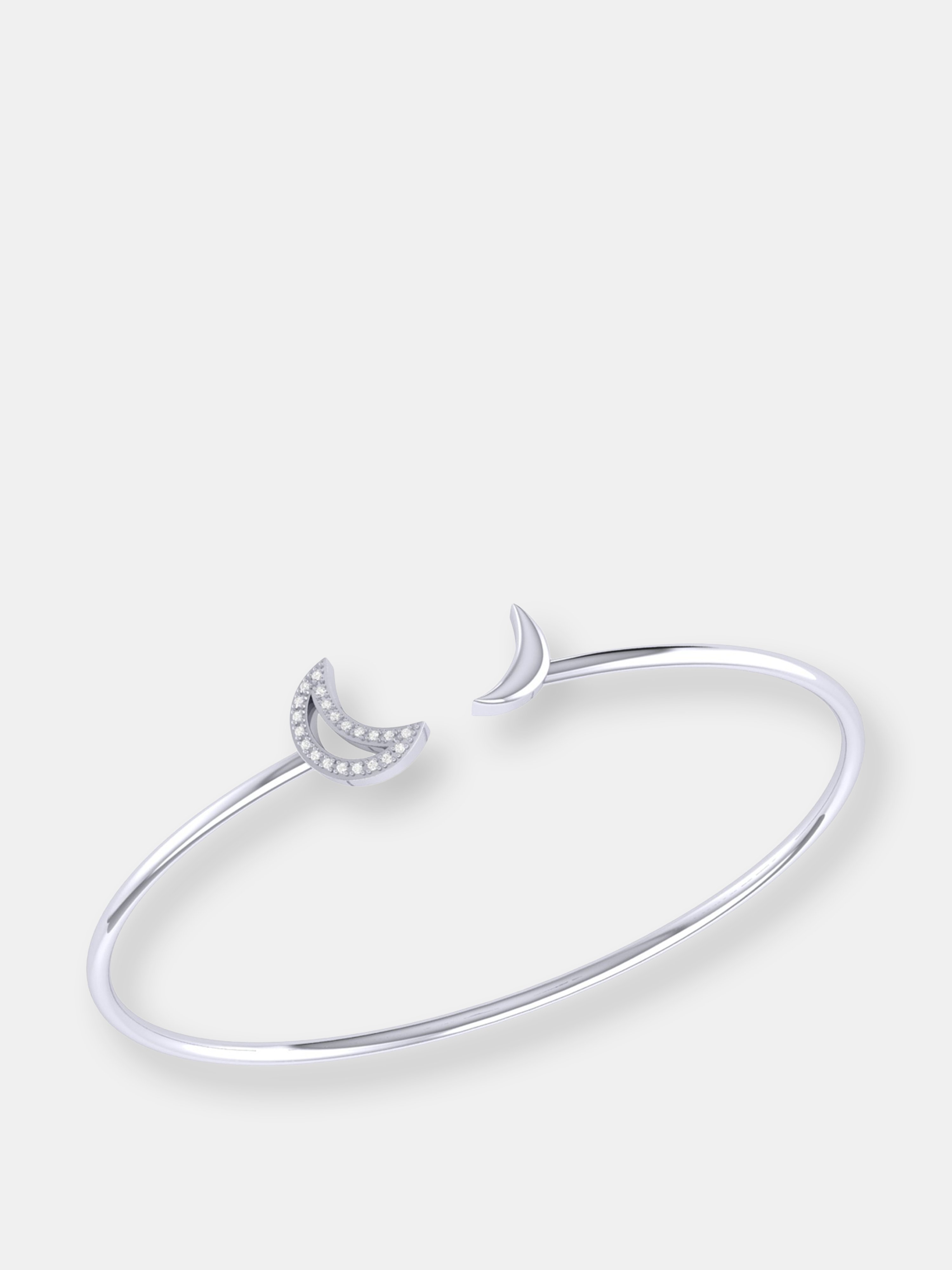Luvmyjewelry Date Night Double Crescent Adjustable Diamond Cuff In Sterling Silver In Grey