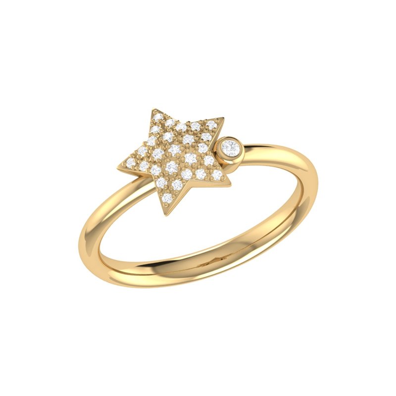 Luvmyjewelry Dazzling Star Bezel Diamond Ring In 14k Yellow Gold Vermeil On Sterling Silver