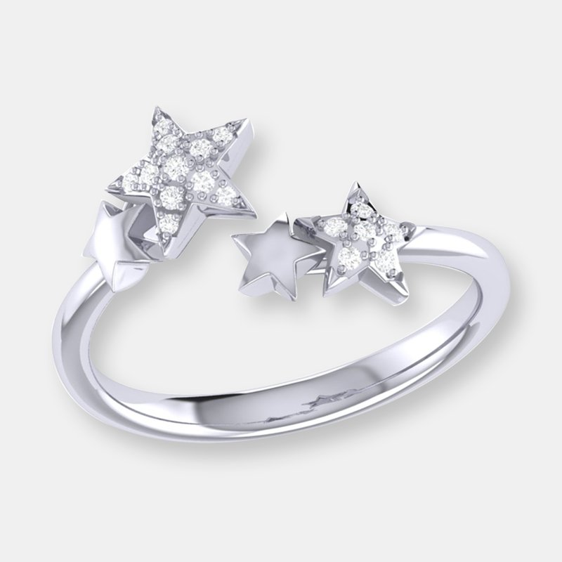 Luvmyjewelry Dazzling Star Couples Diamond Open Ring In Sterling Silver In Grey