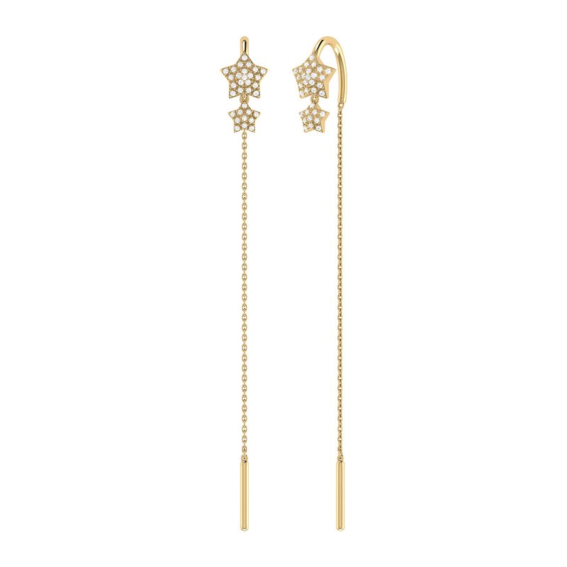Shop Luvmyjewelry Dazzling Star Duo Tack-in Diamond Earrings In 14k Yellow Gold Vermeil On Sterling Silver