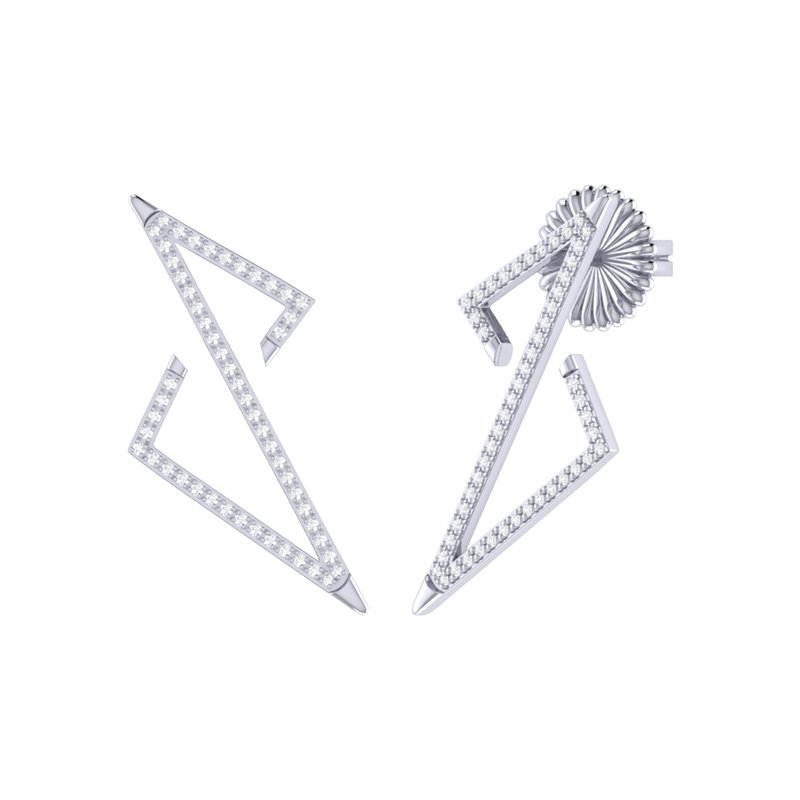 Luvmyjewelry Electric Spark Zig Zag Diamond Earrings In Sterling Silver In Grey