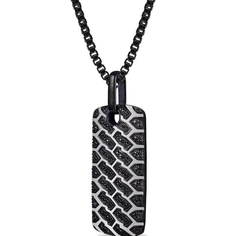 Shop Luvmyjewelry Fast Track Black Rhodium Plated Sterling Silver Tire Tread Black Diamond Tag