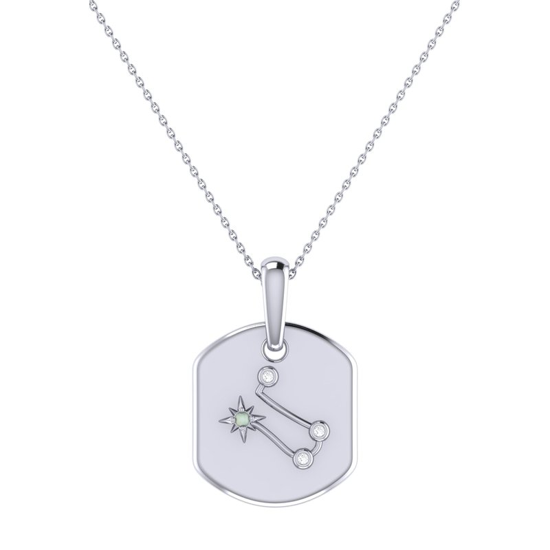Luvmyjewelry Gemini Twin Moonstone & Diamond Constellation Tag Pendant Necklace In Sterling Silver In Grey