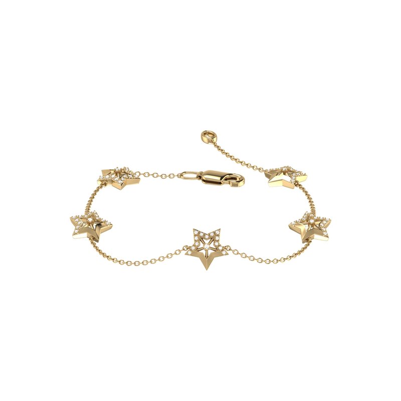 Luvmyjewelry Lucky Star Diamond Bracelet In 14k Yellow Gold Vermeil On Sterling Silver